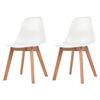vidaXL Dining Chair | Set of 2 | White | Plastic seat, rubberwood legs