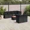vidaXL 8 Piece Garden Sofa Set with Cushions Black Poly Rattan