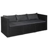 vidaXL 4 Piece Garden Lounge Set Poly Rattan Black and Grey