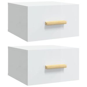 vidaXL Wall-mounted Bedside Cabinets 2 pcs High Gloss White 35x35x20 cm