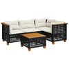 vidaXL 5 Piece Garden Sofa Set with Cushions Black Poly Rattan