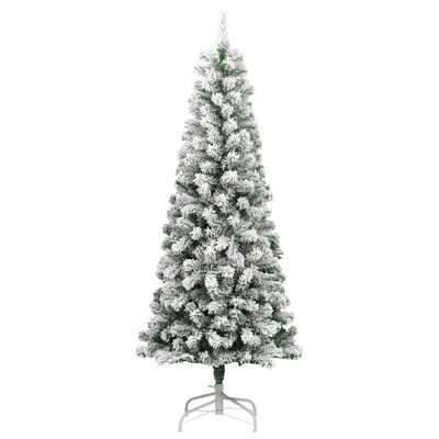 vidaXL Artificial Hinged Christmas Tree 300 LEDs & Flocked Snow 210 cm