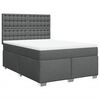 vidaXL Box Spring Bed with Mattress Dark Grey Double Fabric