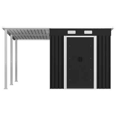 vidaXL Garden Shed with Extended Roof Anthracite 346x236x181 cm Steel