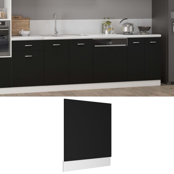 vidaXL Dishwasher Panel Lyon Black 59.5x3x67 cm Engineered Wood