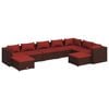 vidaXL 9 Piece Garden Lounge Set with Cushions Poly Rattan Brown