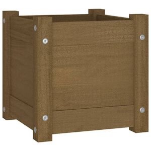 vidaXL Planter | Honey brown | Solid pinewood | 31 cm | Decorative Inlays