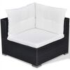vidaXL 6 Piece Garden Lounge Set with Cushions Poly Rattan Black