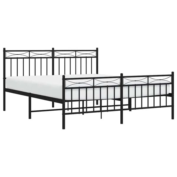 vidaXL Metal Bed Frame without Mattress with Footboard Black 150x200cm