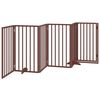 vidaXL Dog Gate with Door Foldable 6 Panels Brown 300 cm Poplar Wood