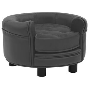 vidaXL Dog Sofa | Dark Grey | Faux leather, Plush, Fir wood | Small | Dog Sofa