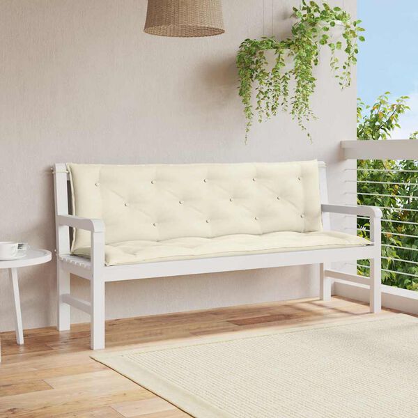 vidaXL Garden Bench Cushion Cream White 150x(50+50)x7cm Oxford Fabric