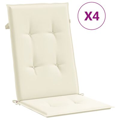 vidaXL Garden Highback Chair Cushions 4 pcs Cream 120x50x3 cm Fabric