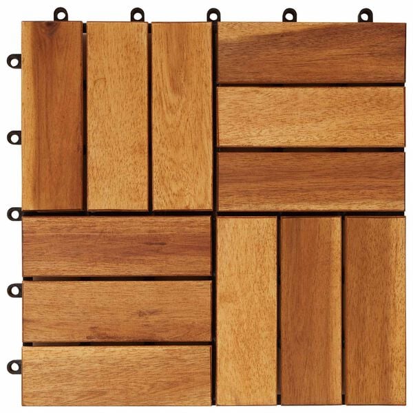 vidaXL Decking Tile 10 pcs Brown 30 x 30 cm Acacia Hardwood