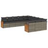vidaXL 11 Piece Garden Sofa Set with Cushions Grey Poly Rattan