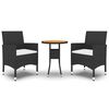 vidaXL 3 Piece Garden Dining Set Poly Rattan Black