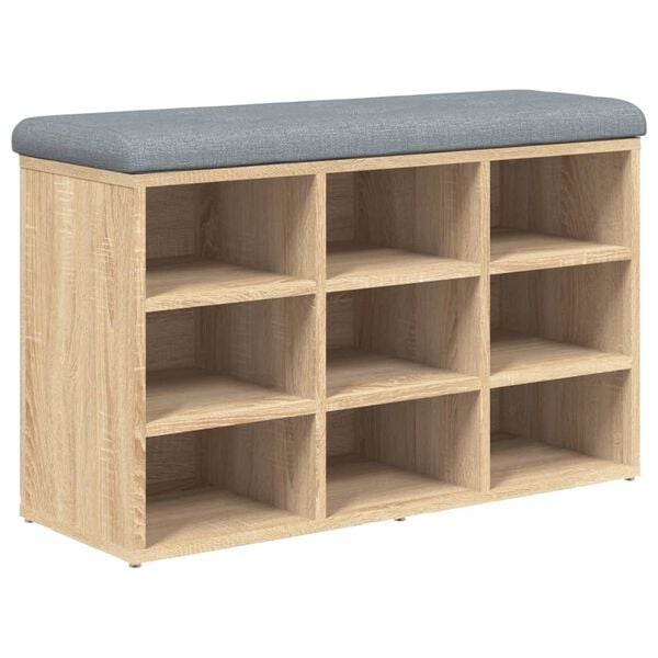 vidaXL Shoe Bench Sonoma Oak 82x32x50 cm Engineered Wood