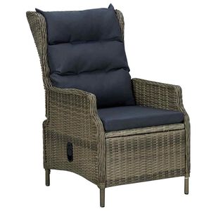 vidaXL Reclining Garden Chair with Cushions Poly Rattan Brown