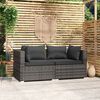 vidaXL 2-Seater Sofa with Cushions Grey Poly Rattan