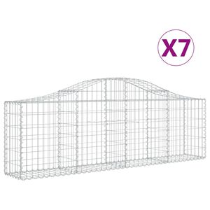 vidaXL Arched Gabion Baskets 7 pcs 200x30x60/80 cm Galvanised Iron