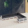 vidaXL 9 Piece Garden Lounge Set with Cushions White Pinewood