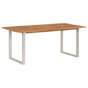 vidaXL Dining Table | Natural wood with silver legs