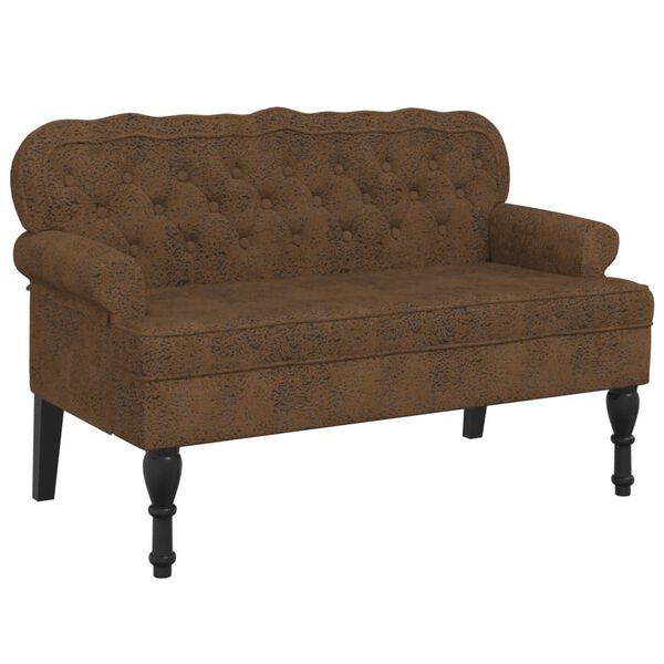 vidaXL Bench with Backrest Brown 119.5x64.5x75 cm Faux Suede Leather