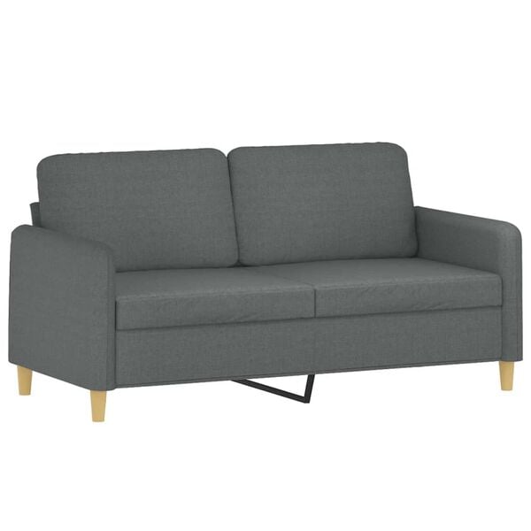 vidaXL 2 Piece Sofa Set with Cushions Dark Grey Fabric
