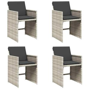 vidaXL Garden Chairs with Cushions 4 pcs Light Grey Poly Rattan