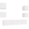 vidaXL 6 Piece TV Cabinet Set High Gloss White Engineered Wood