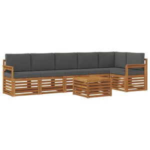 vidaXL Outdoor Sofa Set 7 pcs Natural and Anthracite Polyester