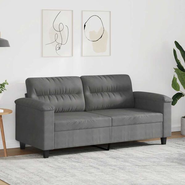 vidaXL 2-Seater Sofa Dark Grey 140 cm Microfibre Fabric