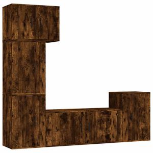 vidaXL 5 Piece TV Cabinet Set Smoked Oak Engineered Wood
