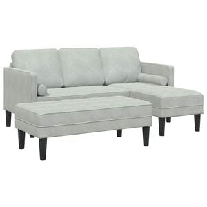 vidaXL Sofa Set with Cushion 2 pcs Light Grey Polyester