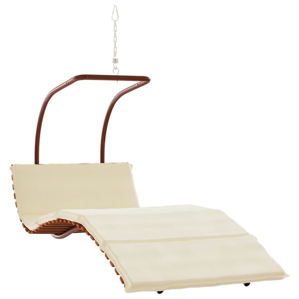 vidaXL Swing Chair with Cushion Fabric and Solid Wood Poplar