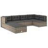 vidaXL 7 Piece Garden Lounge Set with Cushions Grey Poly Rattan