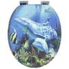 vidaXL WC Toilet Seats 2 pcs with Soft Close Lids MDF Dolphins Design