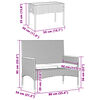 vidaXL Garden Bench 2-Seater with Cushions and Table Black Poly Rattan