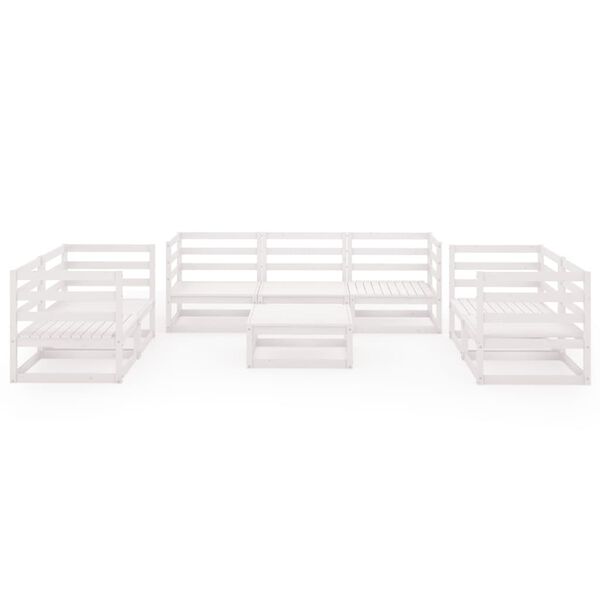 vidaXL 8 Piece Garden Lounge Set White Solid Wood Pine