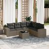vidaXL 7 Piece Garden Sofa Set with Cushions Grey Poly Rattan