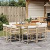 vidaXL 9 Piece Garden Dining Set with Cushions Beige Poly Rattan