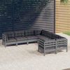 vidaXL 8 Piece Garden Lounge Set with Cushions Grey Solid Pinewood