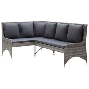 vidaXL Garden Corner Sofas 2 pcs Poly Rattan Grey