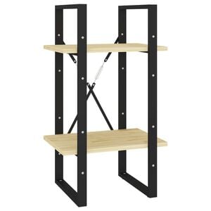 vidaXL Book Cabinet | Natural wood and black | Solid pine wood, metal | Compact