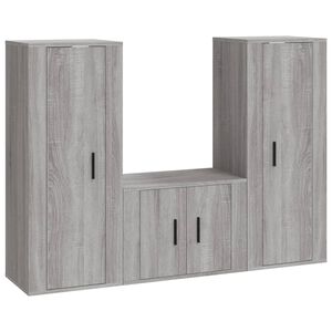vidaXL 3 Piece TV Cabinet Set Grey Sonoma Engineered Wood