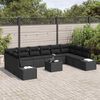 vidaXL Garden Sofa Set with Cushion 11 pcs Black Poly Rattan