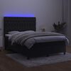vidaXL Box Spring Bed with Mattress&LED Black 137x187 cm Double Size Velvet