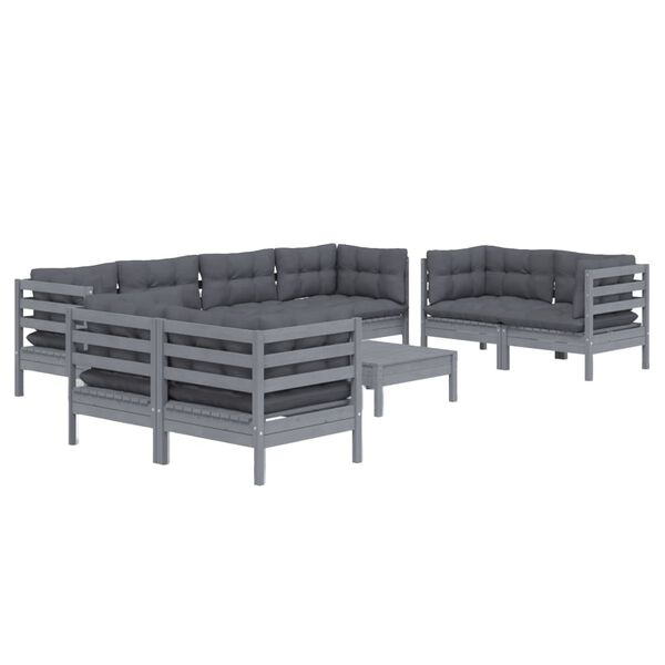 vidaXL 9 Piece Garden Lounge Set with Cushions Solid Pinewood