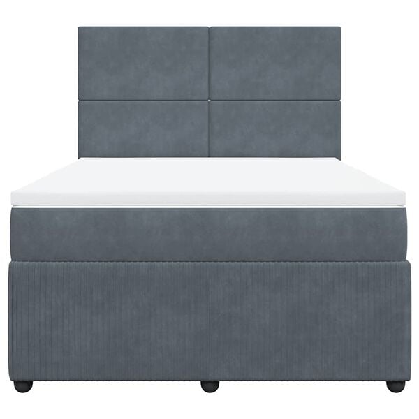 vidaXL Box Spring Bed with Mattress Dark Grey Double Velvet