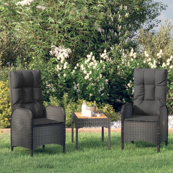vidaXL Outdoor Chairs 2 pcs Poly Rattan Black